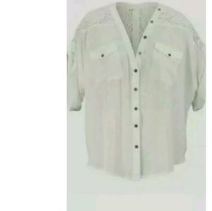 Final $4 Monroe & Main "Lace Back Blouse" Sz. M Ivory